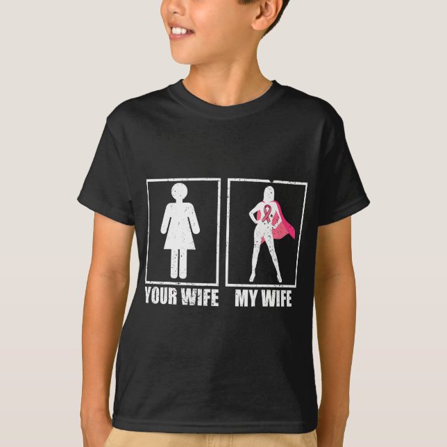 Camiseta Esposo contra el cáncer de mama, tu esposa mi espo (Anverso)
