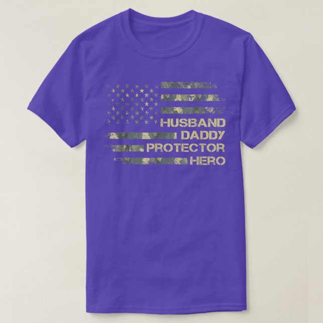 Camiseta Esposo de Camoue Papi Protector Hero Ejército Padr (Diseño del anverso)