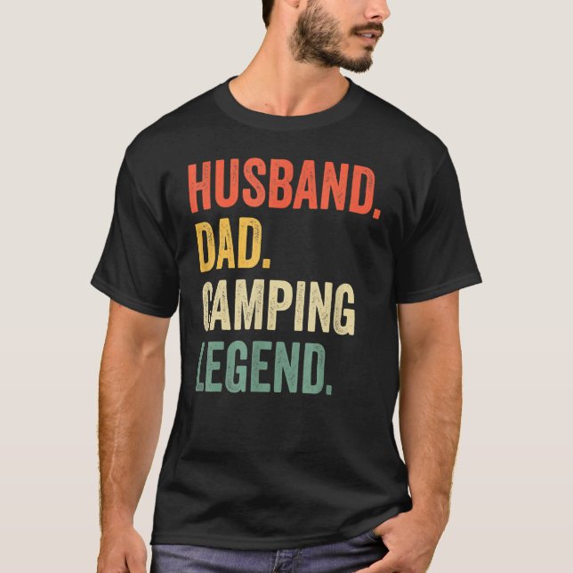 Camiseta Esposo de Camper Papá Camping Leyenda de Padre Vin (Anverso)