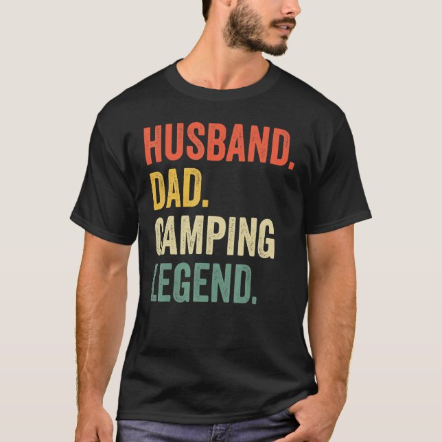 Camiseta Esposo de Camper Papá Camping Leyenda de Padre Vin (Anverso)
