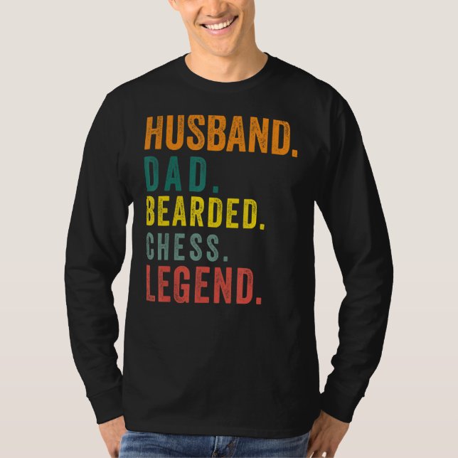 Camiseta Esposo de hombres papá Leyenda de ajedrez con barb (Anverso)