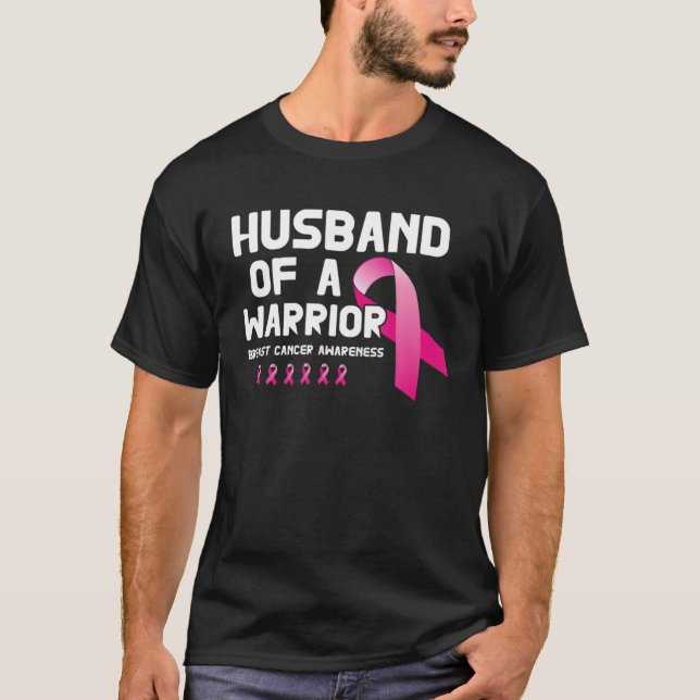 Camiseta Esposo De Un Cáncer De Mama De Cinta Rosa De Guerr (Anverso)