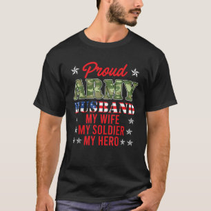 Camiseta Esposo del ejército orgulloso mi esposa mi héroe d