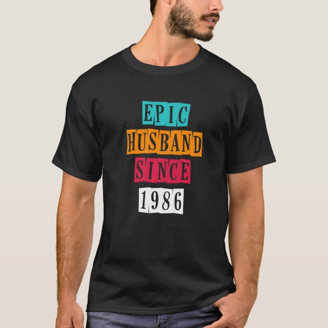 Camiseta Esposo épico desde 1986 36 Aniversario Boda Vin (Anverso)