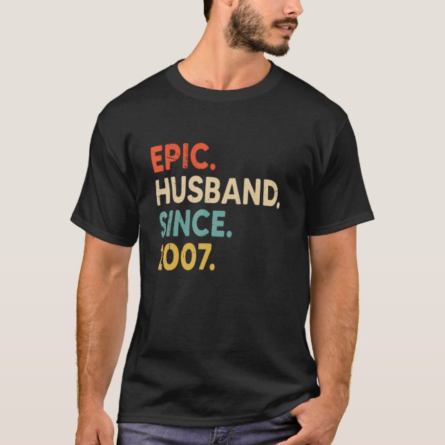 Camiseta Esposo épico desde 2007 15º Aniversario Boda V (Anverso)
