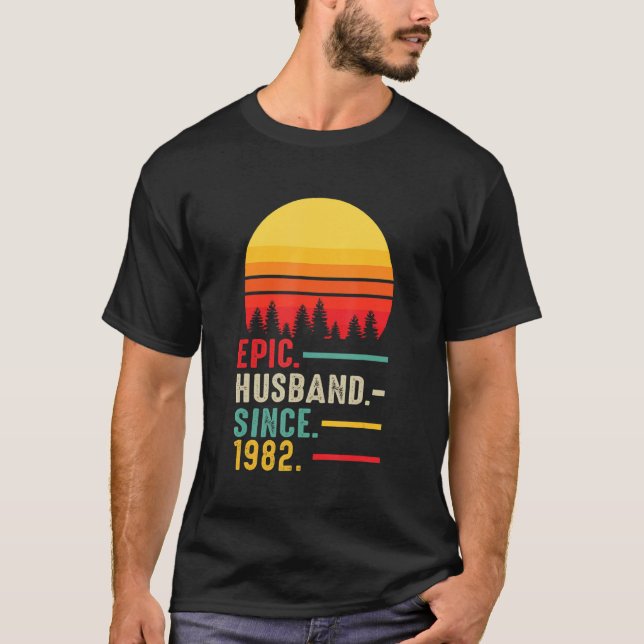 Camiseta Esposo épico masculino desde 1982, feliz aniversar (Anverso)