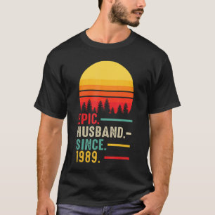 Camiseta Esposo épico masculino desde 1989, feliz aniversar