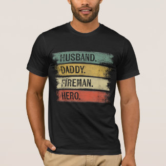 Camiseta Esposo masculino papá bombero héroe