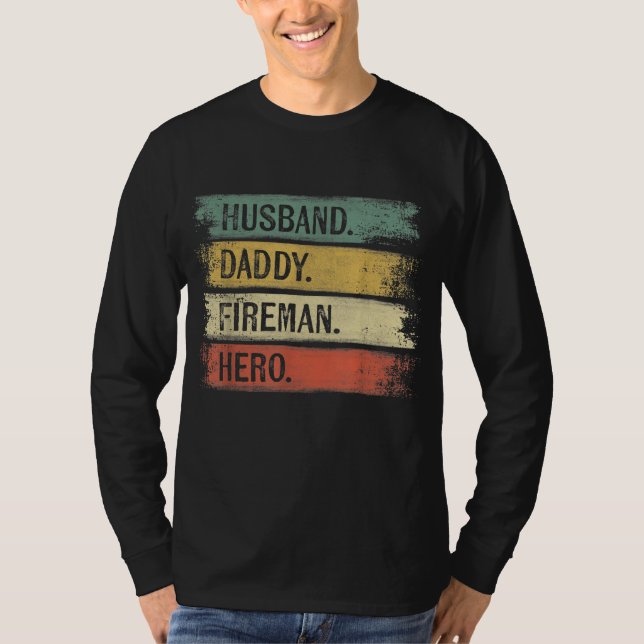 Camiseta Esposo masculino papá bombero héroe (Anverso)