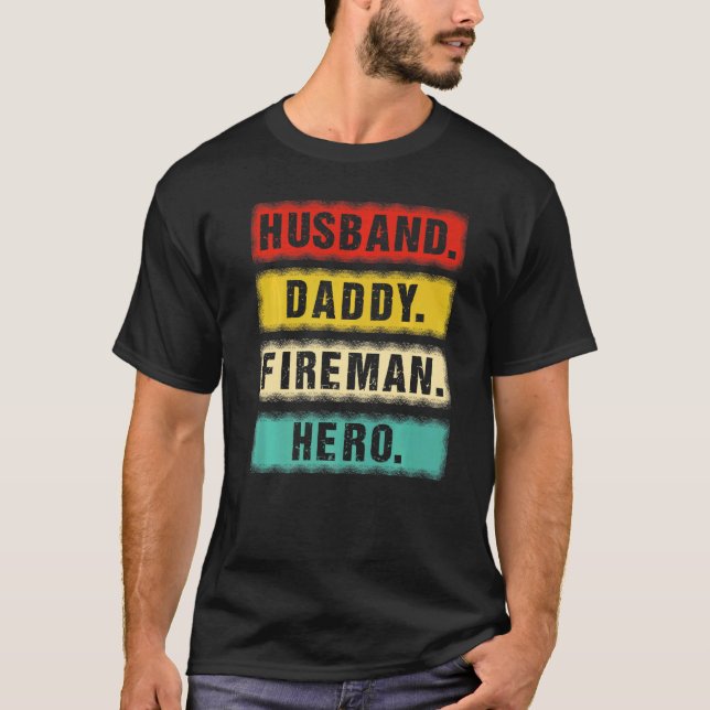 Camiseta Esposo masculino papi héroe de fuego bombero (Anverso)