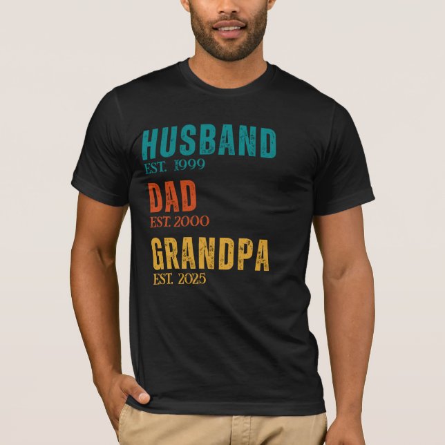 Camiseta Esposo Papá Abuelo Personalizado Este. Retro de añ (Anverso)