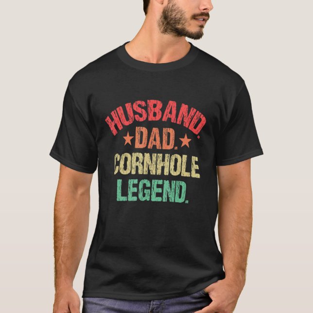 Camiseta Esposo Papá Cornhole Lethers Day Corn Hole (Anverso)