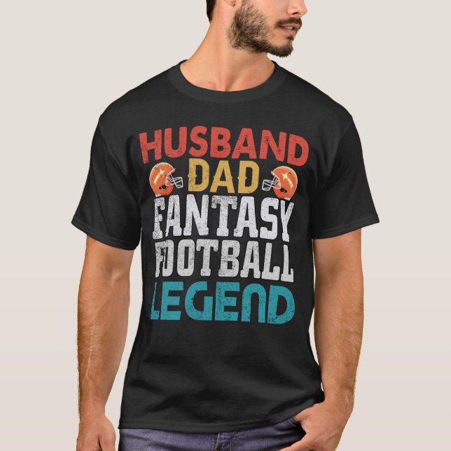 Camiseta Esposo Papá Fantasy Leyenda de fútbol Hombres Retr (Anverso)