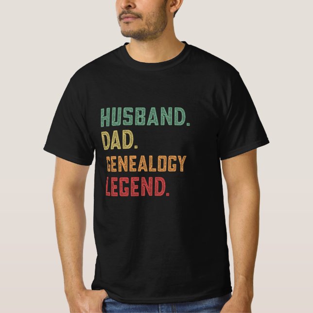 Camiseta Esposo Papá Genealógico Leyenda Genealógica (Anverso)