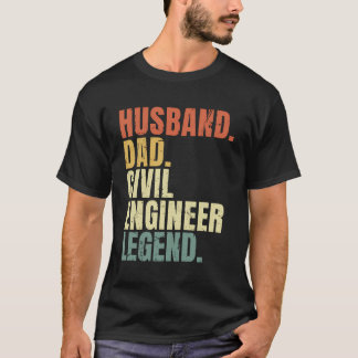 Camiseta Esposo papá ingeniero civil leyenda Funny Vintage 