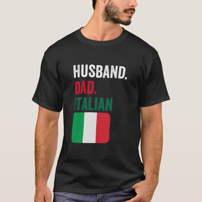 Camiseta Esposo Papá Italia Bandera Italiana Regalo de dise (Anverso)