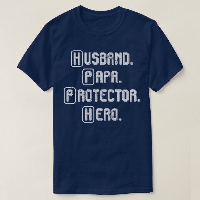 Camiseta Esposo Papa Protector Hero Fathers Day (Diseño del anverso)