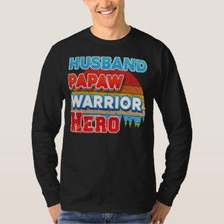 Camiseta Esposo Papaw Héroe Héroe Padre Día Retro Vintage