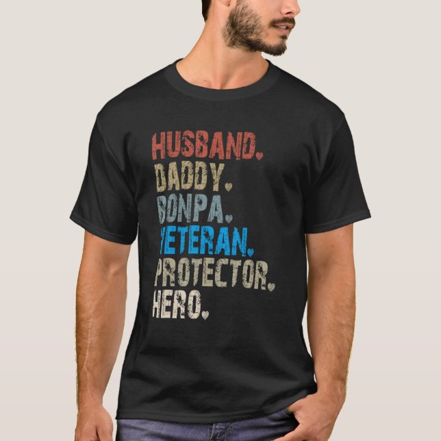 Camiseta Esposo Papi Bonpa Veterano Protector Hero (Anverso)