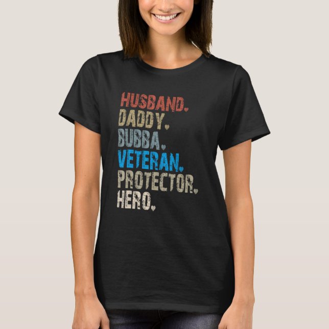 Camiseta Esposo Papi Bubba Veterano Protector Hero (Anverso)