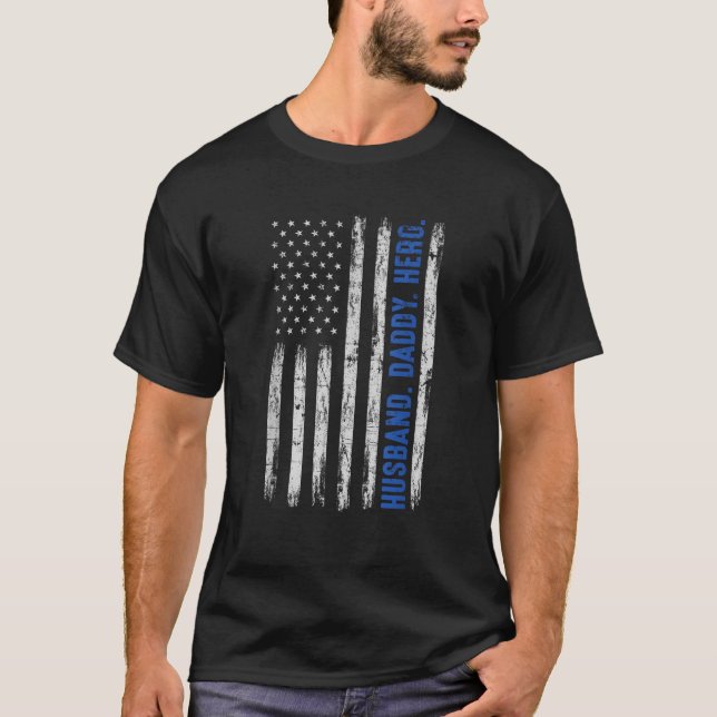 Camiseta Esposo Papi Hero Oficial de Policía de la Línea Az (Anverso)