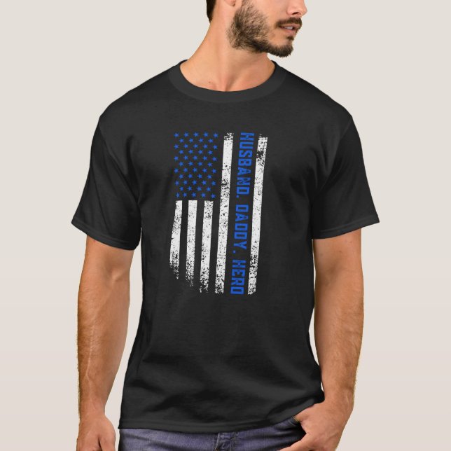 Camiseta Esposo Papi Hero Oficial de Policía Sheriff Adjunt (Anverso)