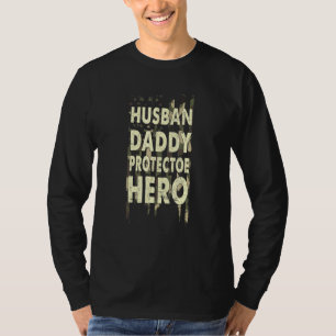 Camiseta Esposo Papi Protector Hero Bandera Americana