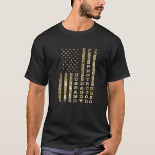 Camiseta Esposo Papi Protector Hero Dad Bandera Americana