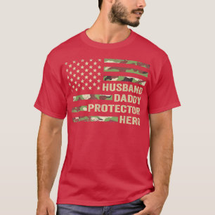 Camiseta Esposo Papi Protector Hero Padres Bandera Día Gif