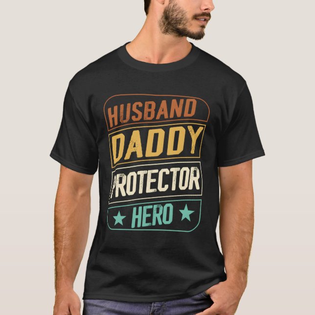 Camiseta Esposo Papi Protector Hero Padres Día Camo Amer (Anverso)