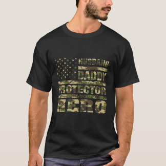Camiseta Esposo Papi Protector Hero Padres Día Camo Amer