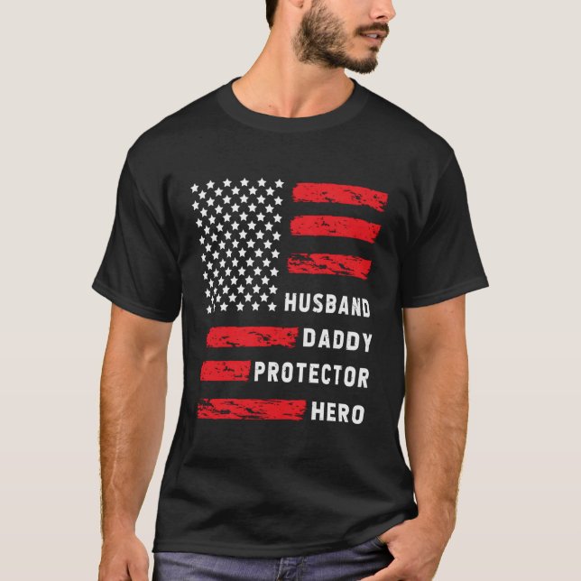 Camiseta Esposo Papi Protector Hero Padres Día De Papá (Anverso)