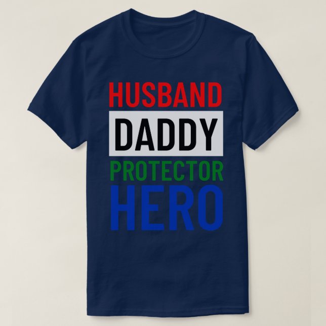 Camiseta Esposo Papi Protector Hero Padres Día Gracioso Gif (Diseño del anverso)