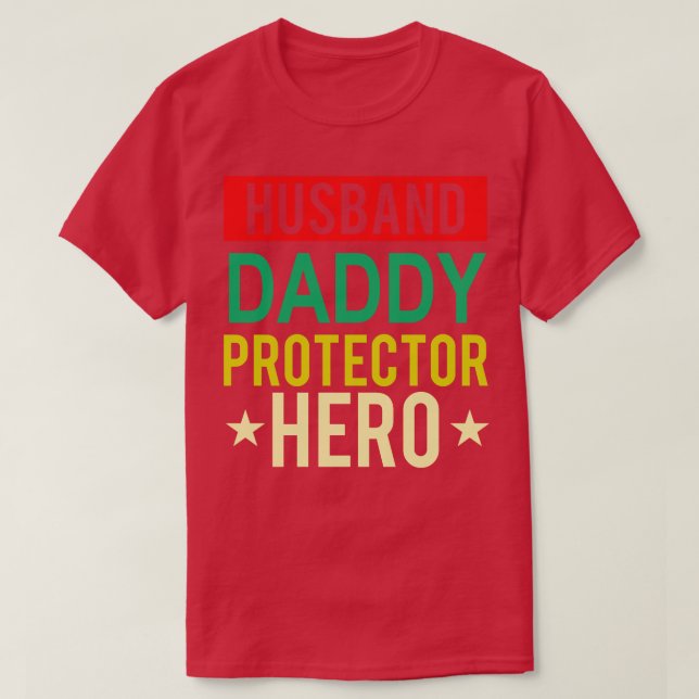 Camiseta Esposo Papi Protector Hero Padres Día Gracioso Gif (Diseño del anverso)