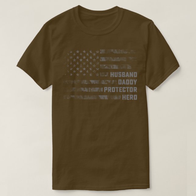 Camiseta Esposo Papi Protector Héroe Bandera Americana Padr (Diseño del anverso)