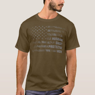 Camiseta Esposo Papi Protector Héroe Bandera Americana Padr