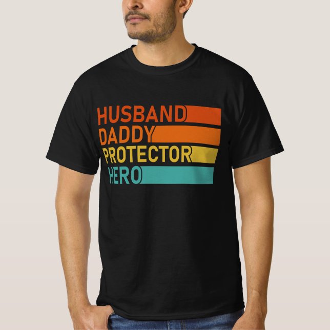 Camiseta esposo papi protector héroe día del padre para pap (Anverso)