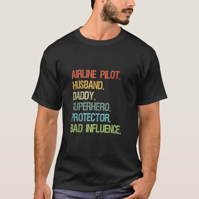 Camiseta Esposo piloto de aerolíneas Papi Superhéroe DAD Ta (Anverso)