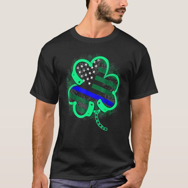 Camiseta Esposo policial Shamrock Leaf Clover Funny St Patr (Anverso)