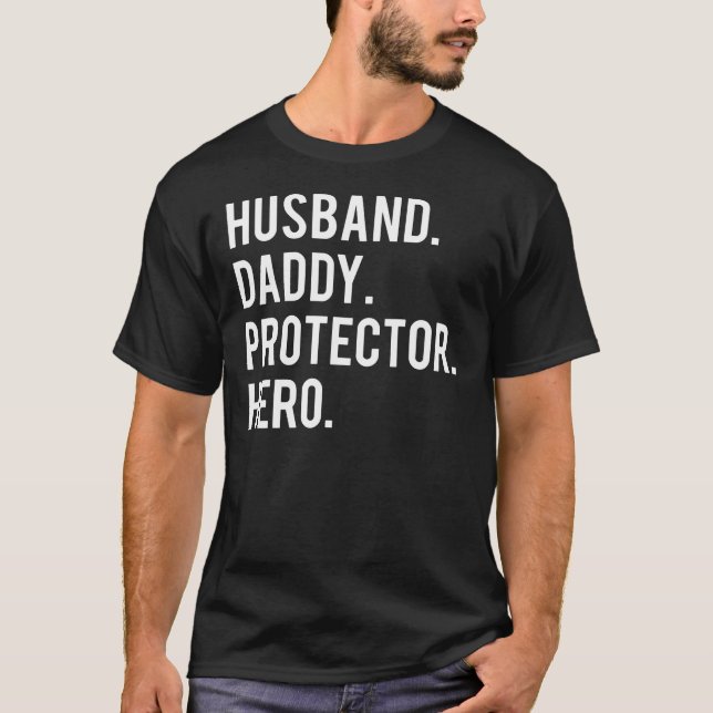 Camiseta Esposo protector de papá héroe T Shirt padre fresc (Anverso)