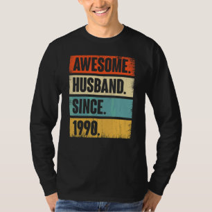 Camiseta Esposo retro asombroso desde 1990 32 Aniver Boda