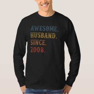 Camiseta Esposo retro asombroso desde 2008 14 Anive Boda