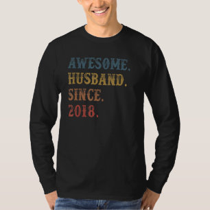 Camiseta Esposo retro asombroso desde 2018 4 Aniver Boda