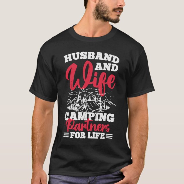 Camiseta Esposo Y Esposa Camping Partners Para La Vida 3 (Anverso)