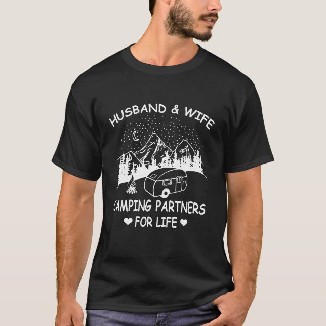 Camiseta Esposo Y Esposa Camping Partners Para Life Cute Sw (Anverso)