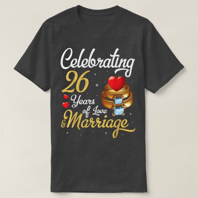 Camiseta Esposo Y Esposa Celebrando 26 Años De Amor Marria (Diseño del anverso)