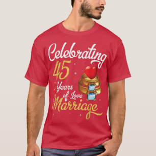 Camiseta Esposo Y Esposa Celebrando 45 Años De Amor Marria