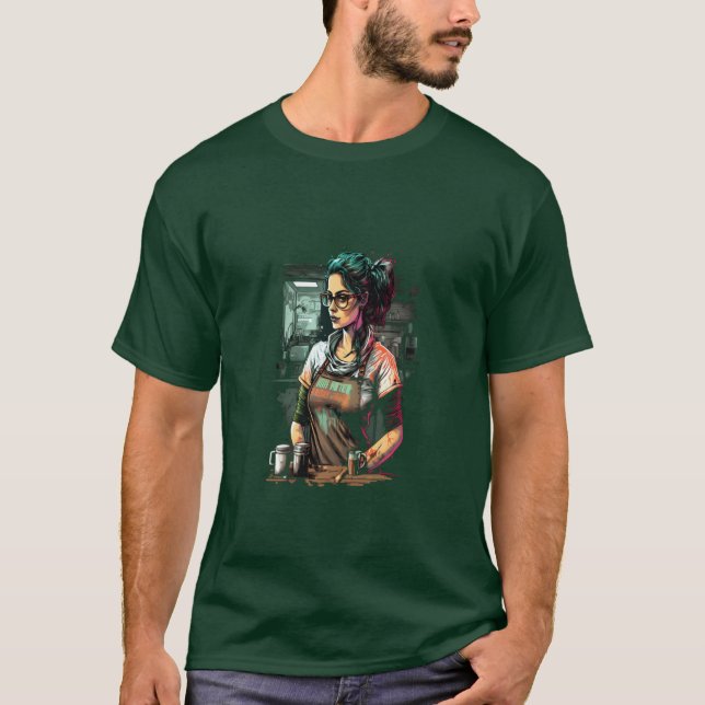 Camiseta Espresso Coffee Lover 80s Retrowave Barista Girl v (Anverso)