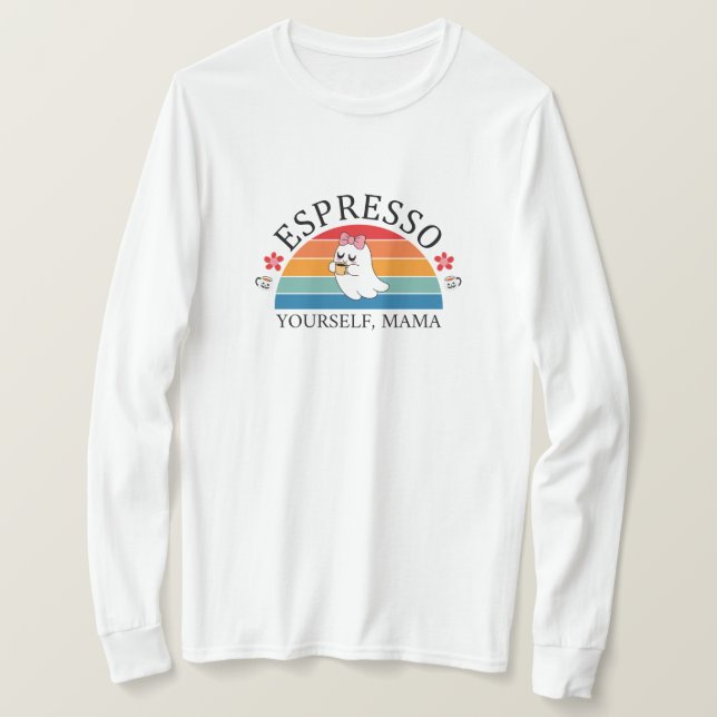 Camiseta Espresso tu propia mamá - Fantasma arco iris retro (Anverso del diseño)