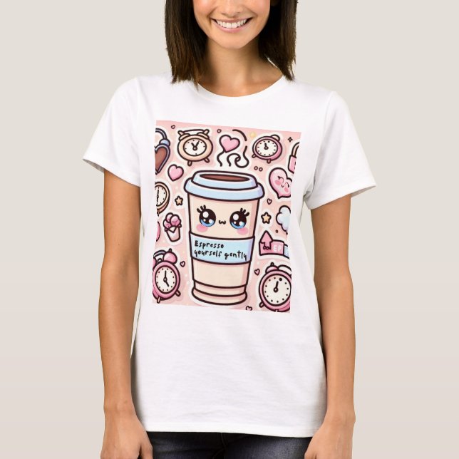 Camiseta Espresso Yourself Gently – Arte Kawaii (Anverso)